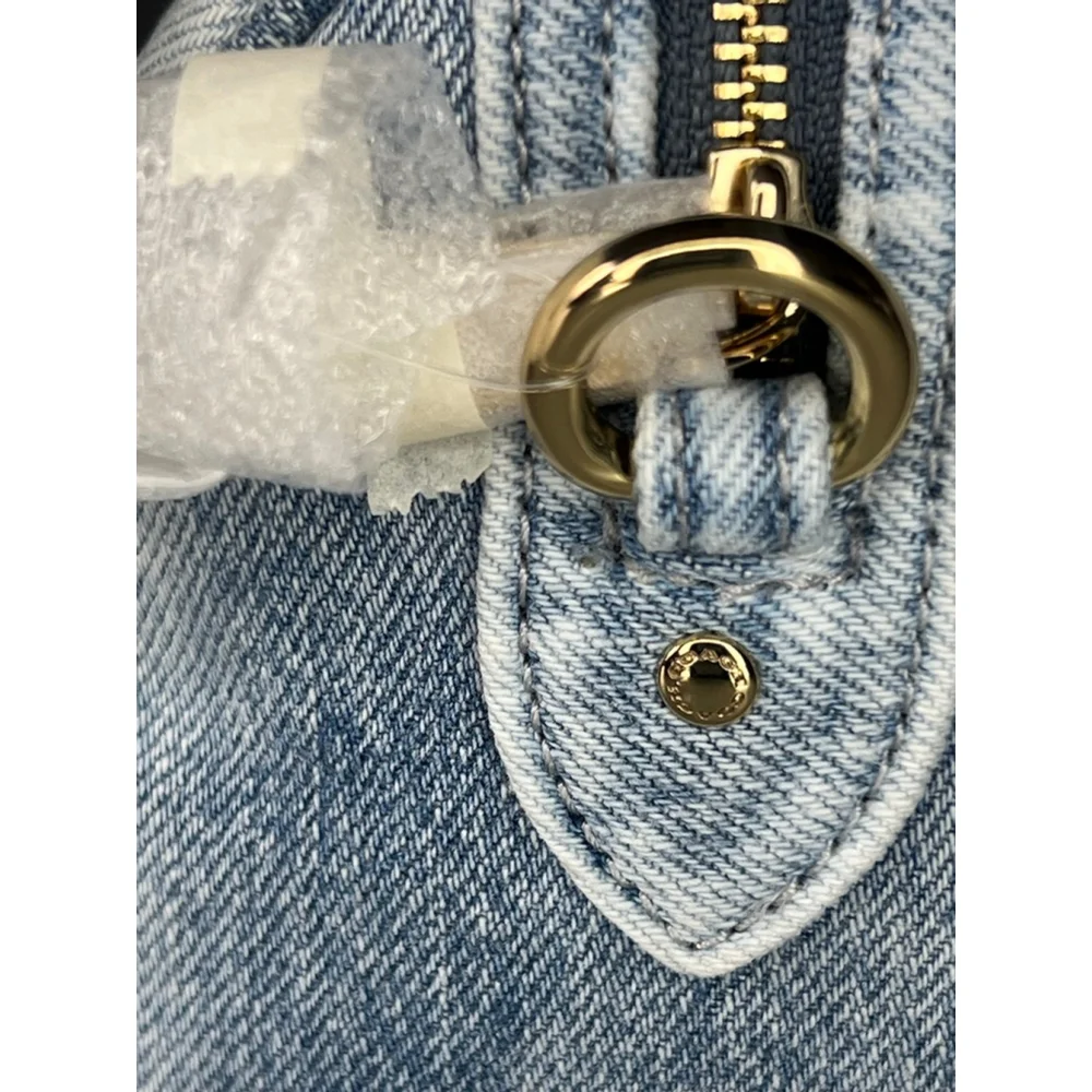 Coach Mini Rowan Crossbody Bag In Loved Denim With Charms